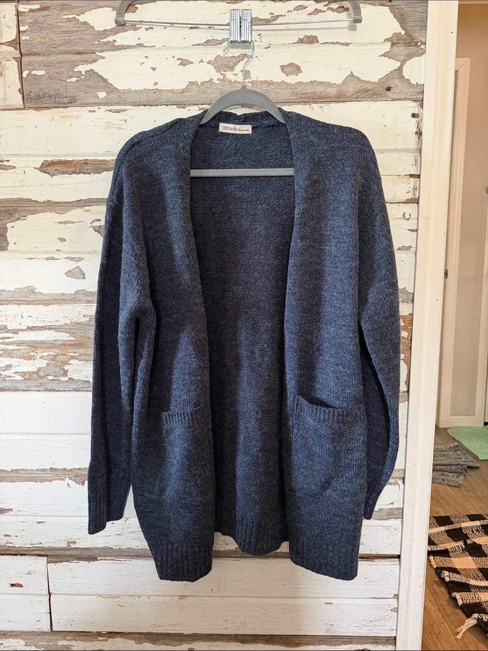Zenana Outfitters Charcoal Open-Front Pocket Cardigan